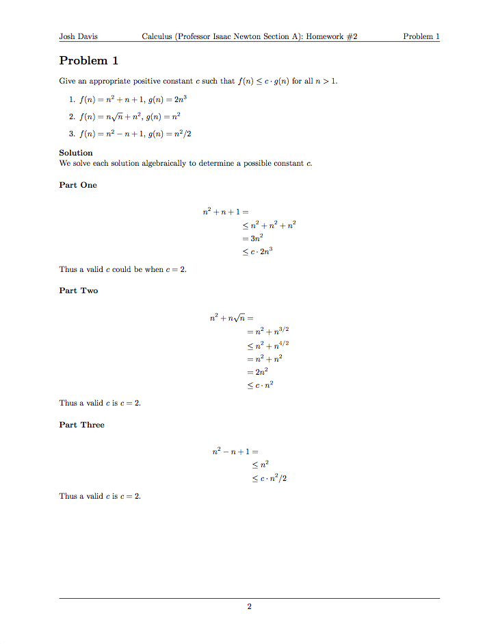 math homework in latex